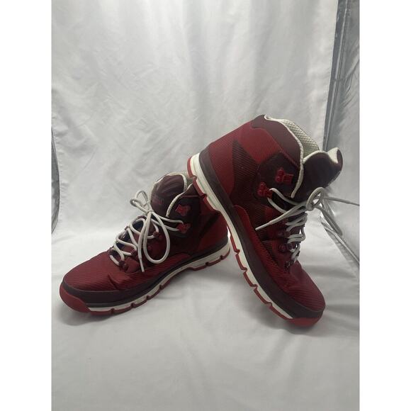 Timberland Euro Hiker Jacquard Medium Red Jacquard Mens Lace-Up Boots Size 13M - Picture 5 of 10